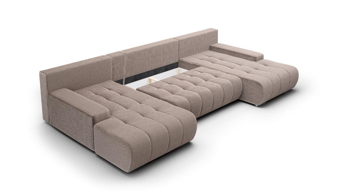 WOHNLANDSCHAFT Vogar In Poso - Hellbraun, Holzwerkstoff/Textil (350/85/185cm) - Fun Möbel