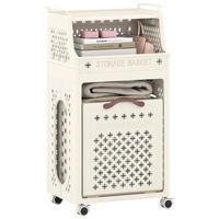 WÄSCHEKORBWAGEN Faltbarer beige - Beige, Kunststoff (44/78/29.5cm) - COSTWAY