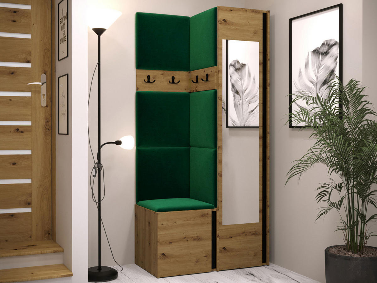 GARDEROBEN-SET Orion XXV - Eiche Artisan/Grün, Holzwerkstoff/Kunststoff (82/186/46cm) - MIRJAN24
