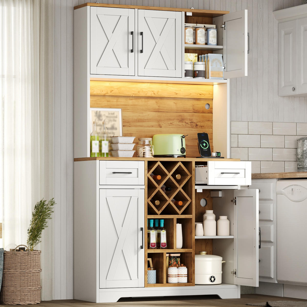 GESCHIRRSCHRANK Naturfarben 105/40/180 - Naturfarben, Holzwerkstoff (105/180/40cm)