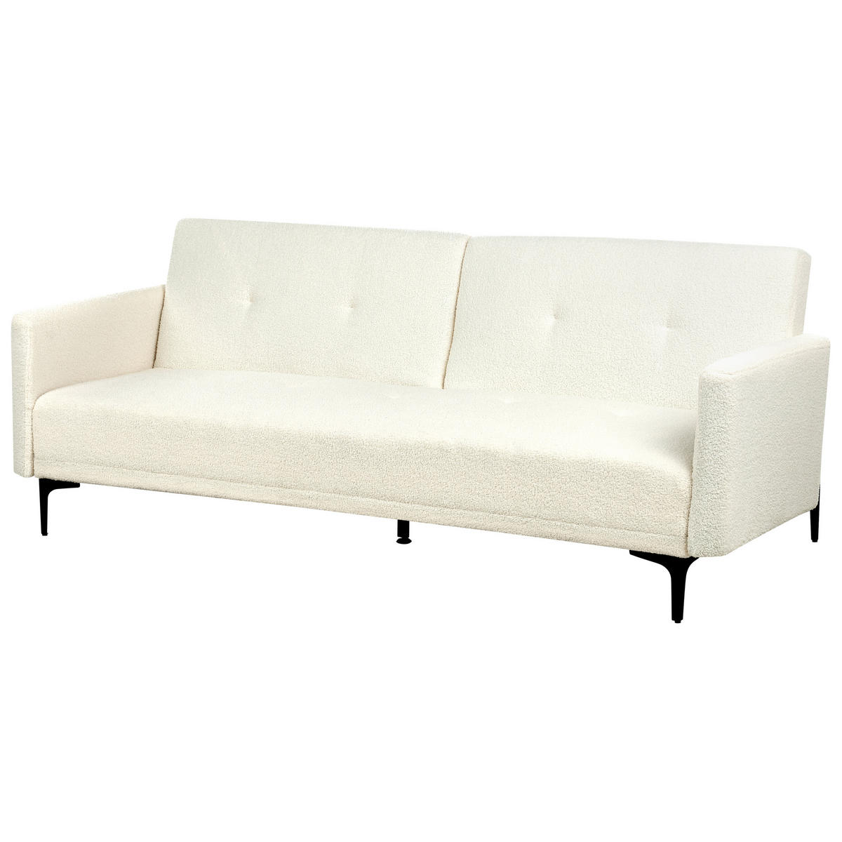 3-SITZER-SCHLAFSOFA Bouclé cremeweiß/schwarz Lucan - Schwarz/Weiß, Textil (191/75/91cm) - Beliani