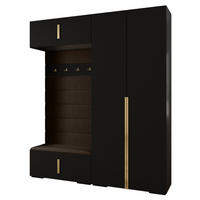 GARDEROBEN-SET 236,7/200/47 - Goldfarben/Schwarz, Holz/Kunststoff (200/236.7/47cm) - Abiks Möbel