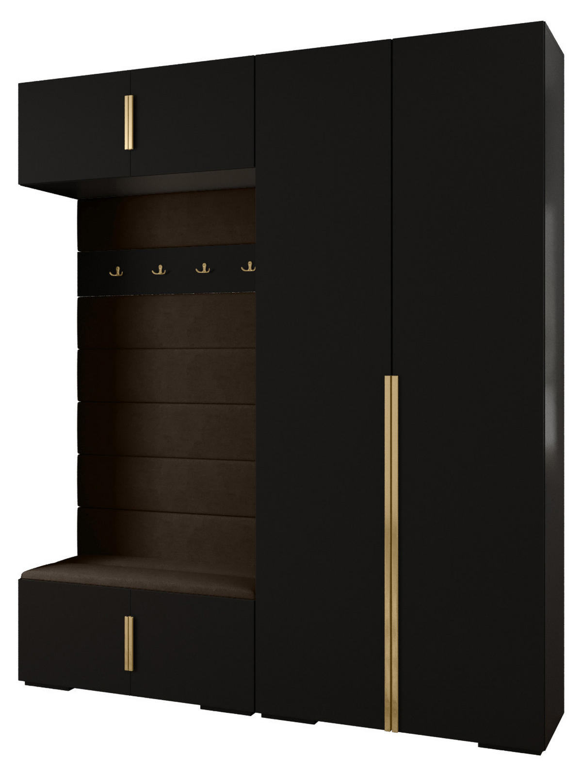 GARDEROBEN-SET 236,7/200/47 - Goldfarben/Schwarz, Holz/Kunststoff (200/236.7/47cm) - Abiks Möbel