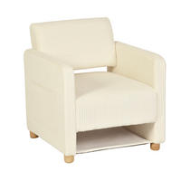 SESSEL, Gepolsterte breite Sitzfläche mit Armlehnen, Cordbezug, Massivholzfüße, Beige - Beige, Holz (46.5/77.5/46.5cm) - Meubles Cosy
