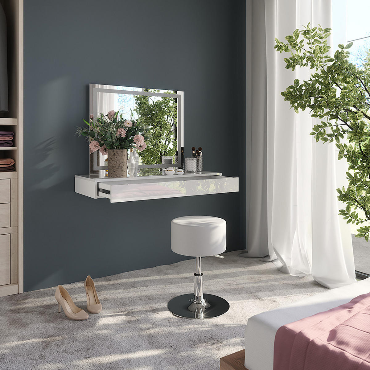 TOALETNÍ STOLEK Sherry Bílá - bílá, kompozitní dřevo (100/12/40.1cm) - Vicco