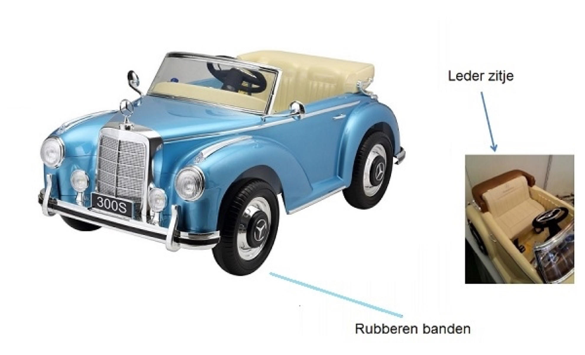 KINDER ELEKTROAUTO Mercedes 300S - Blau, Kunststoff (133/67/54cm) - TPFLiving