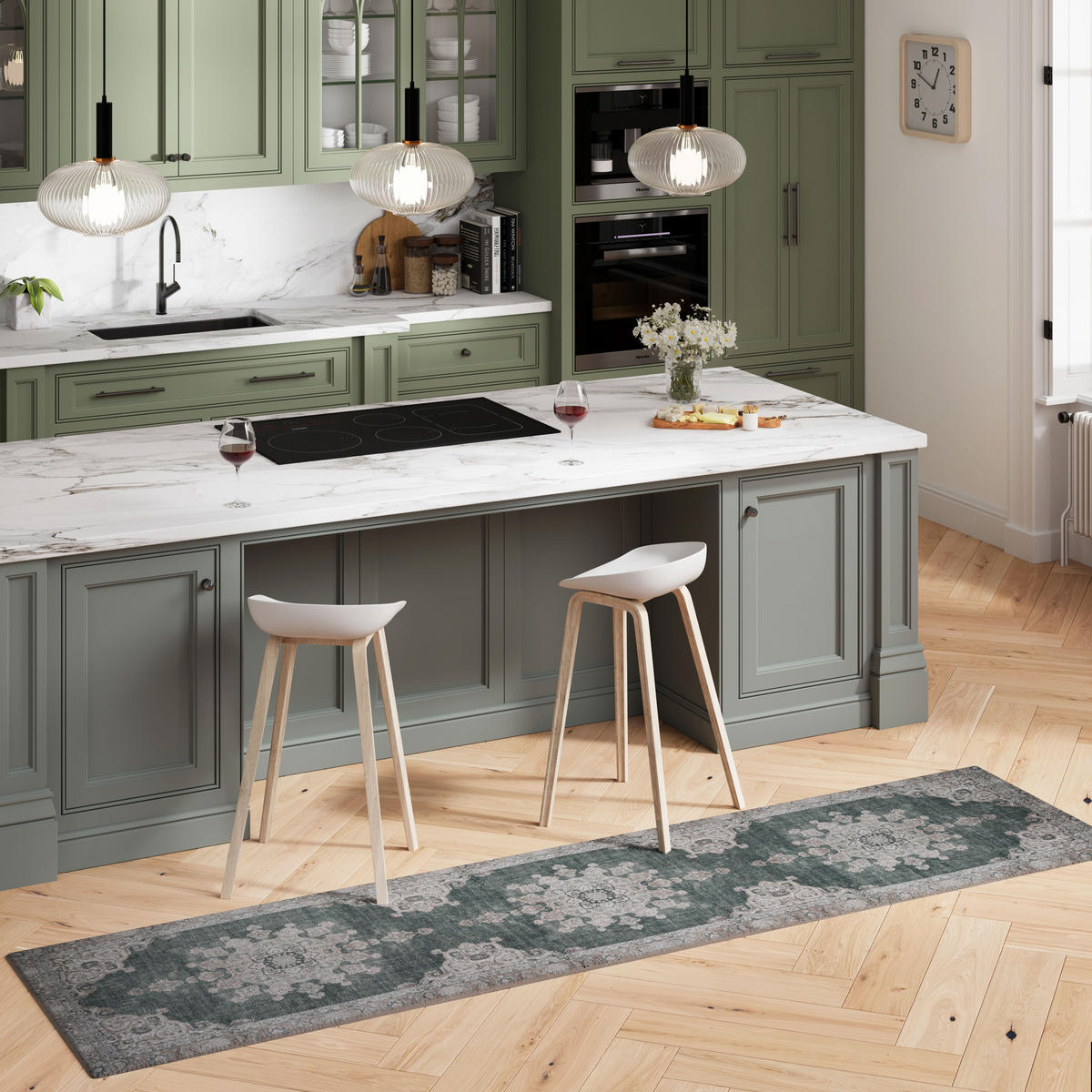 FLACHWEBETEPPICH Orion - Grün, Textil (60/240cm) - Kukoon Rugs