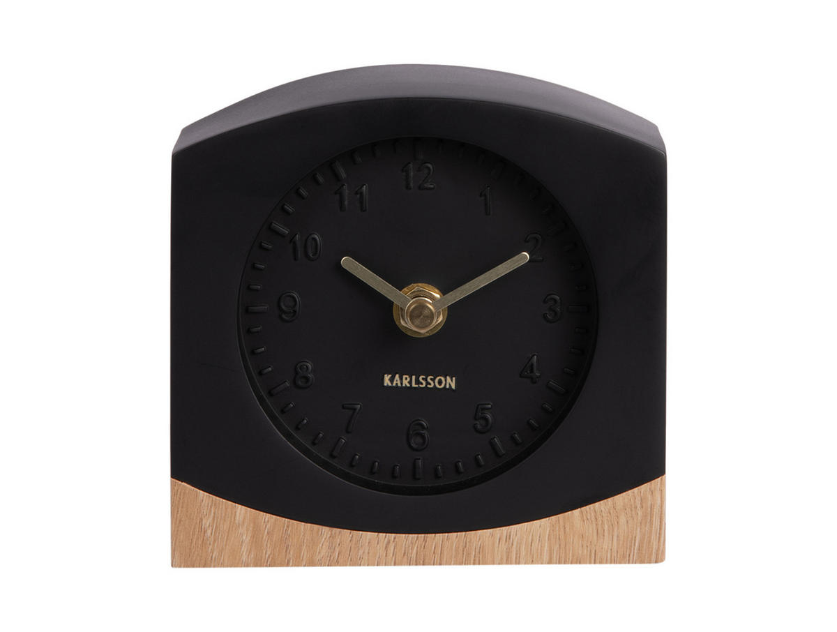 TISCHUHR Paris with Wood - Schwarz - 12/12,5 cm - Schwarz, Kunststoff (12/12/12cm) - Karlsson