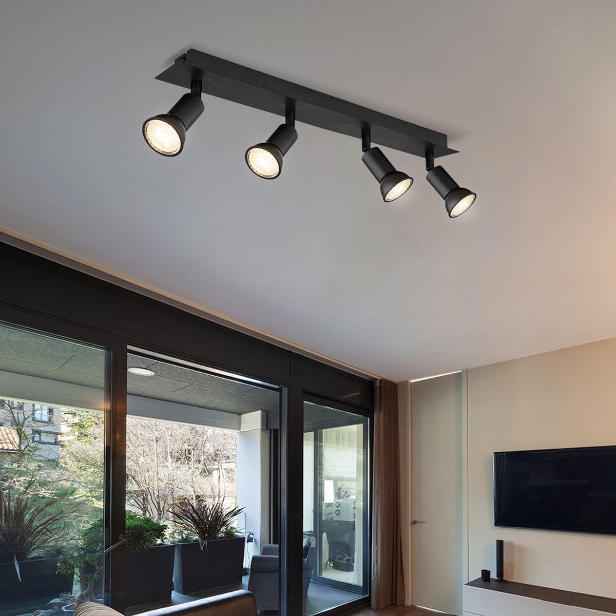 LED DECKENLEUCHTE Drew Metall Schwarz - Schwarz, Metall (50/6/9cm) - Globo Lighting