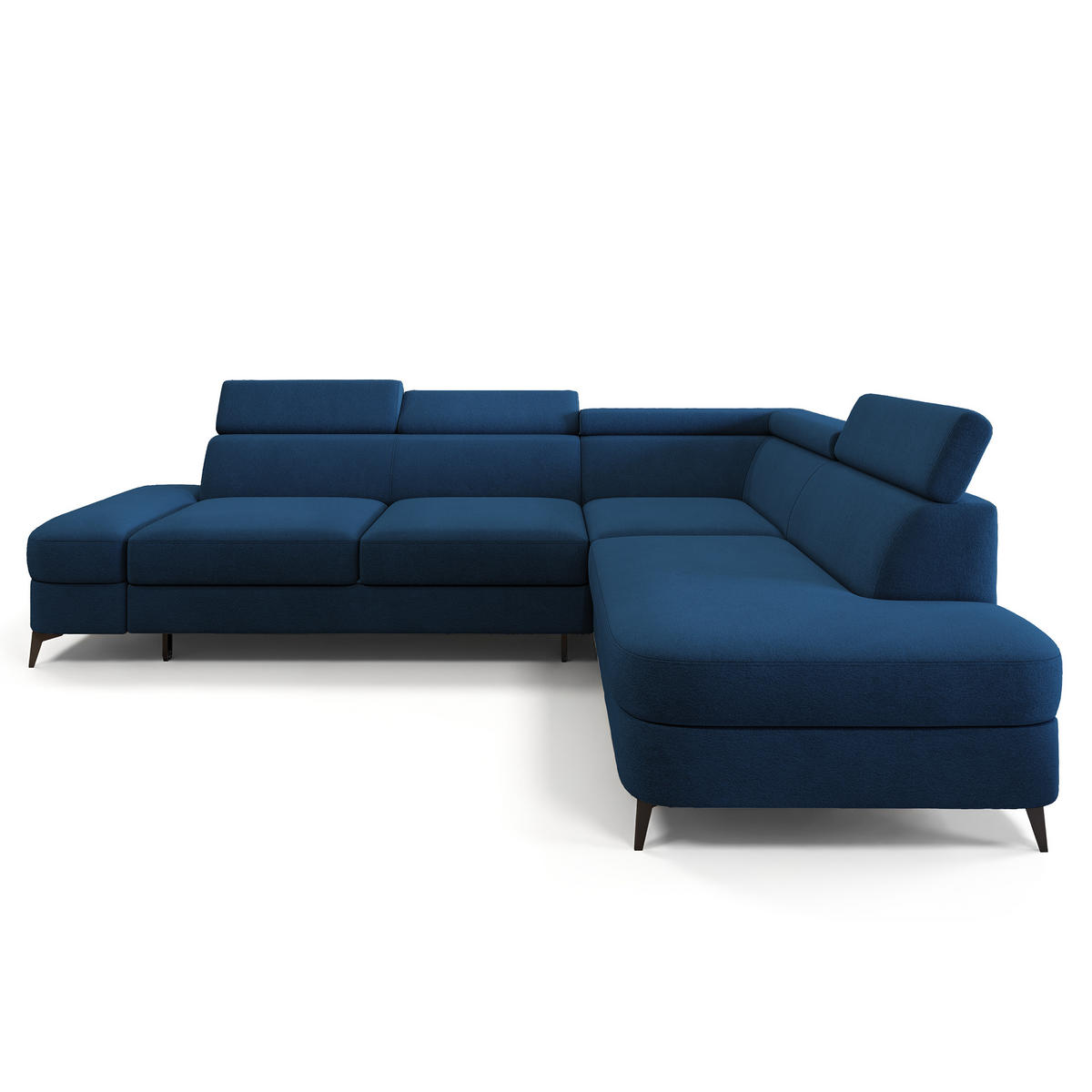 ECKSOFA AVISE MV R-S Blau Velours-Stoff mit Schlaffunktion - Blau, Holzwerkstoff/Textil (268/195cm) - MASSENO