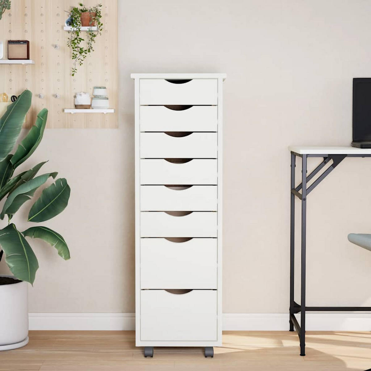 ROLLSCHRANK Mit Schubladen Moss Weiss Massivholz Kiefer - Weiß, Holz (39/103/34cm) - vidaXL