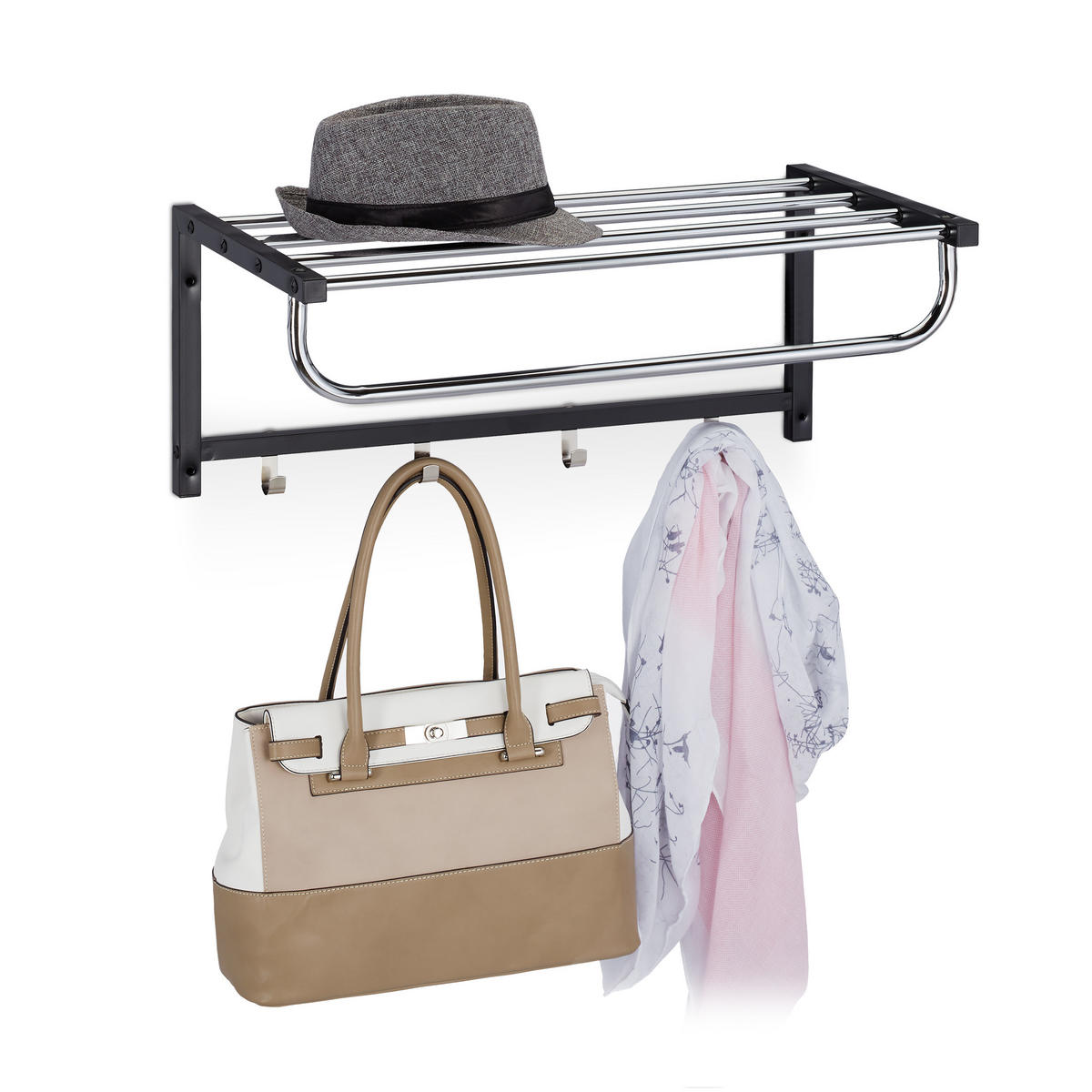 WANDGARDEROBE Ablage - Multicolor, Metall (60/25/32.5cm) - Relaxdays