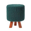 STRICK-HOCKER tannengrün, Dreibein 32/32/42 cm - Waldgrün, Textil (32/42/32cm) - Homescapes