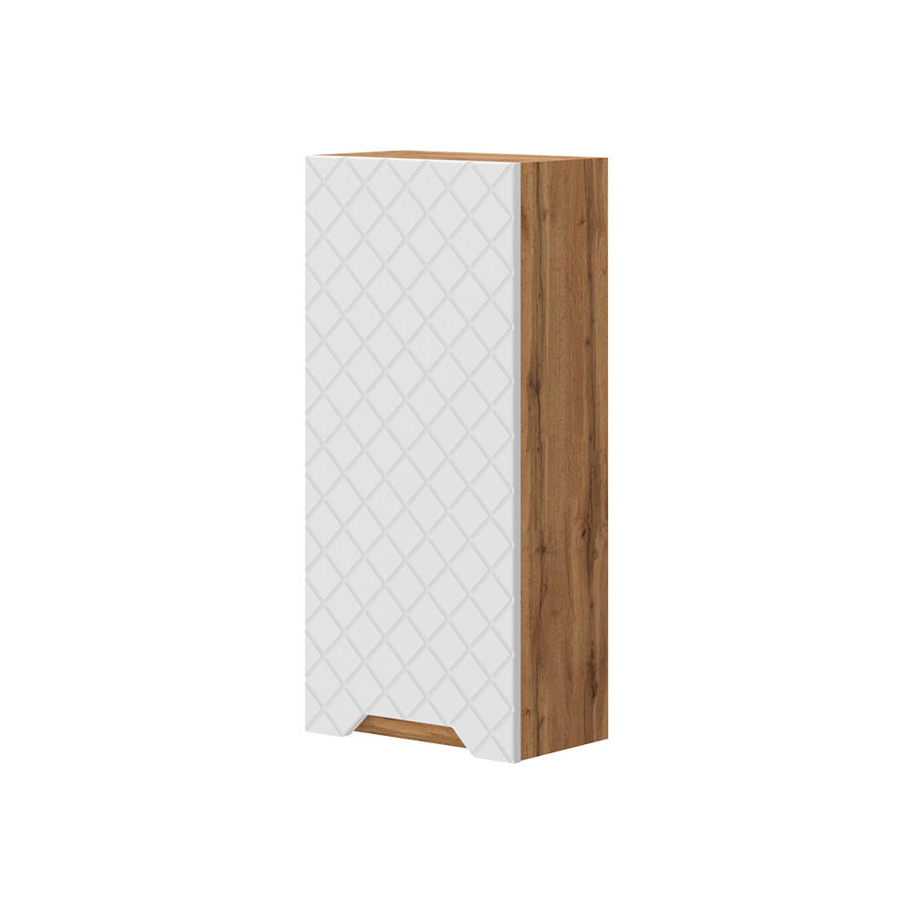 BADSCHRANK Lotta Eiche/Weiß mit Kachelstruktur 20 x 72.6 cm - Eichefarben/Weiß, Holzwerkstoff (20/72.6/33cm) - Vicco