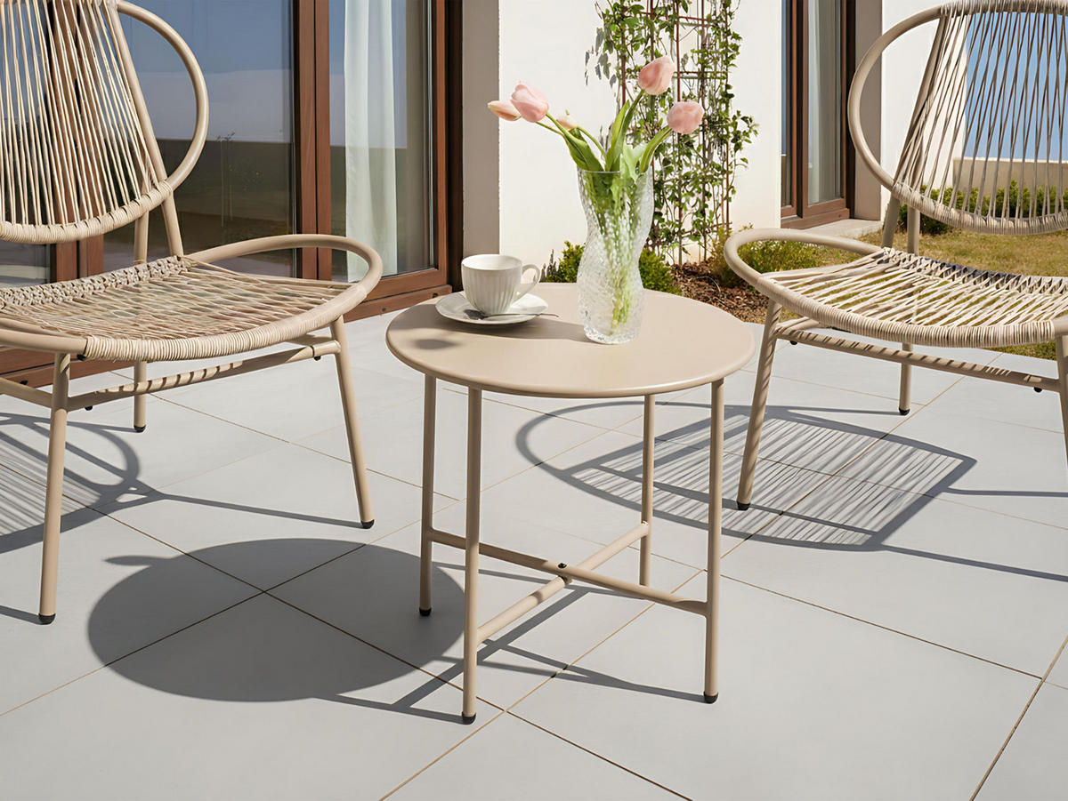 MASĂ BISTRO 50/50 cm metal bej Ovaro - bej, metal (50/50/45cm) - Beliani