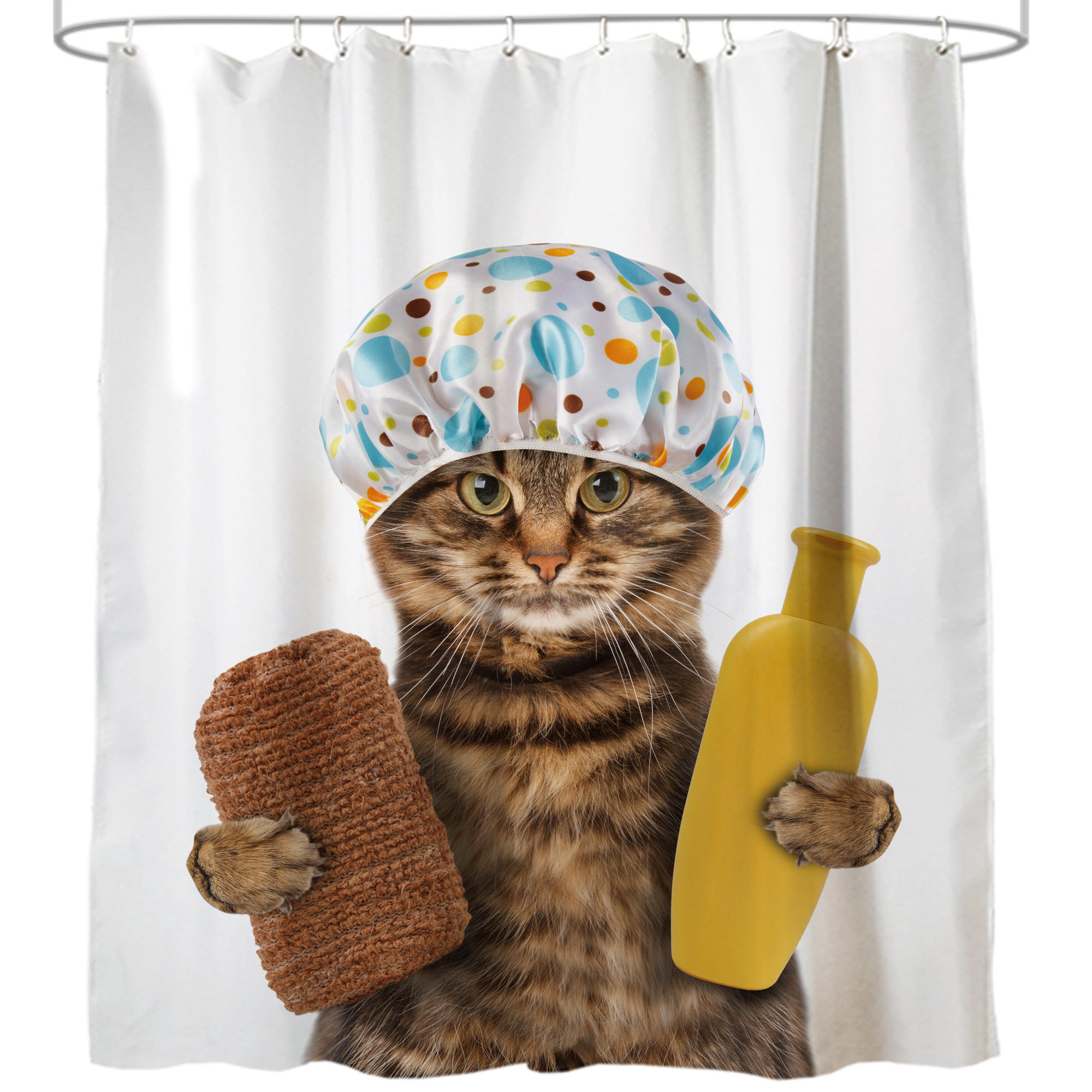 DUSCHVORHANG Shower Cat 180 x 200 cm - Braun, Textil (180/200cm) - Sanilo