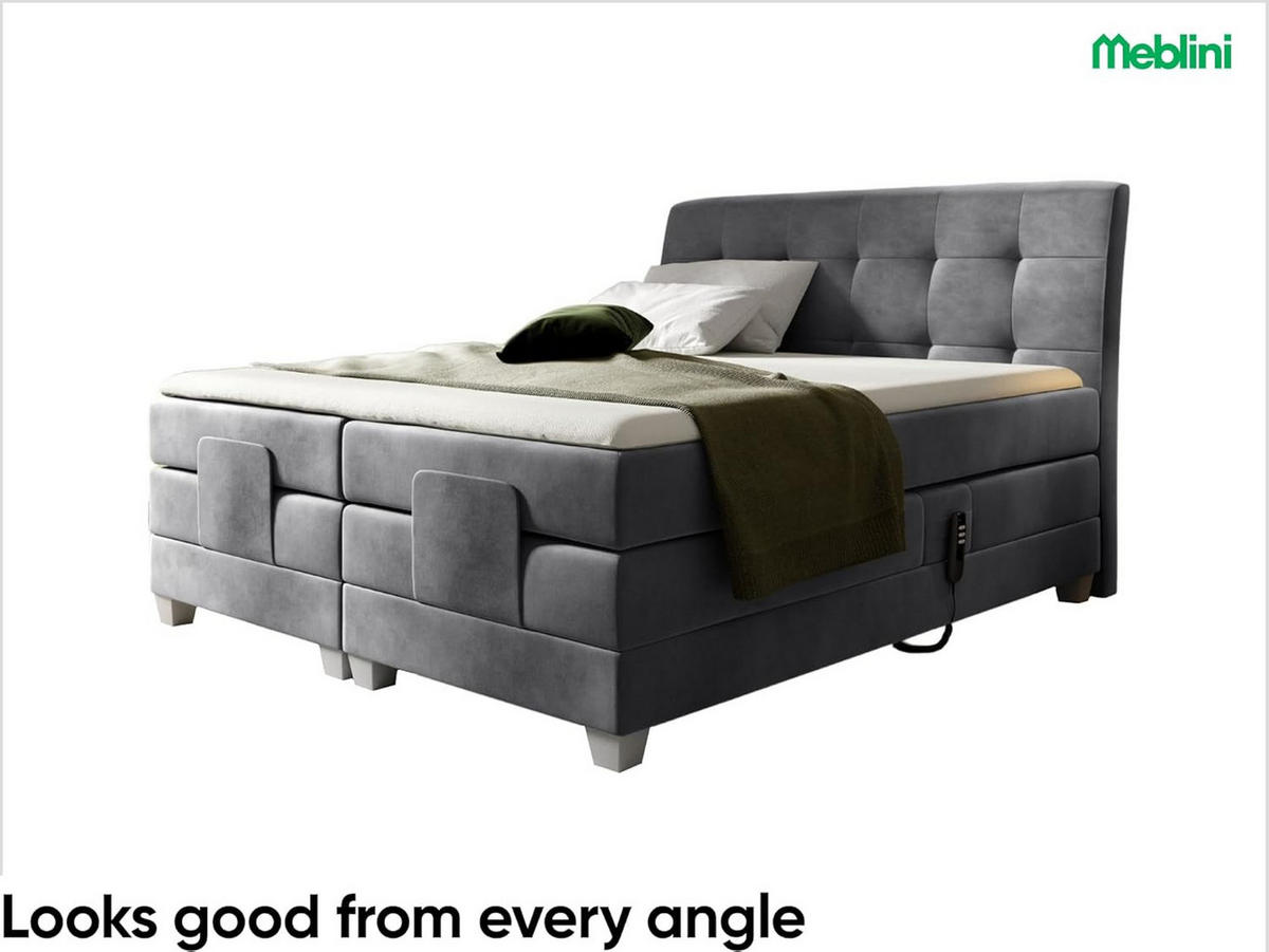 BOXSPRINGBETT DANTE - Dunkelgrau, Holzwerkstoff (120/200cm) - Meblini