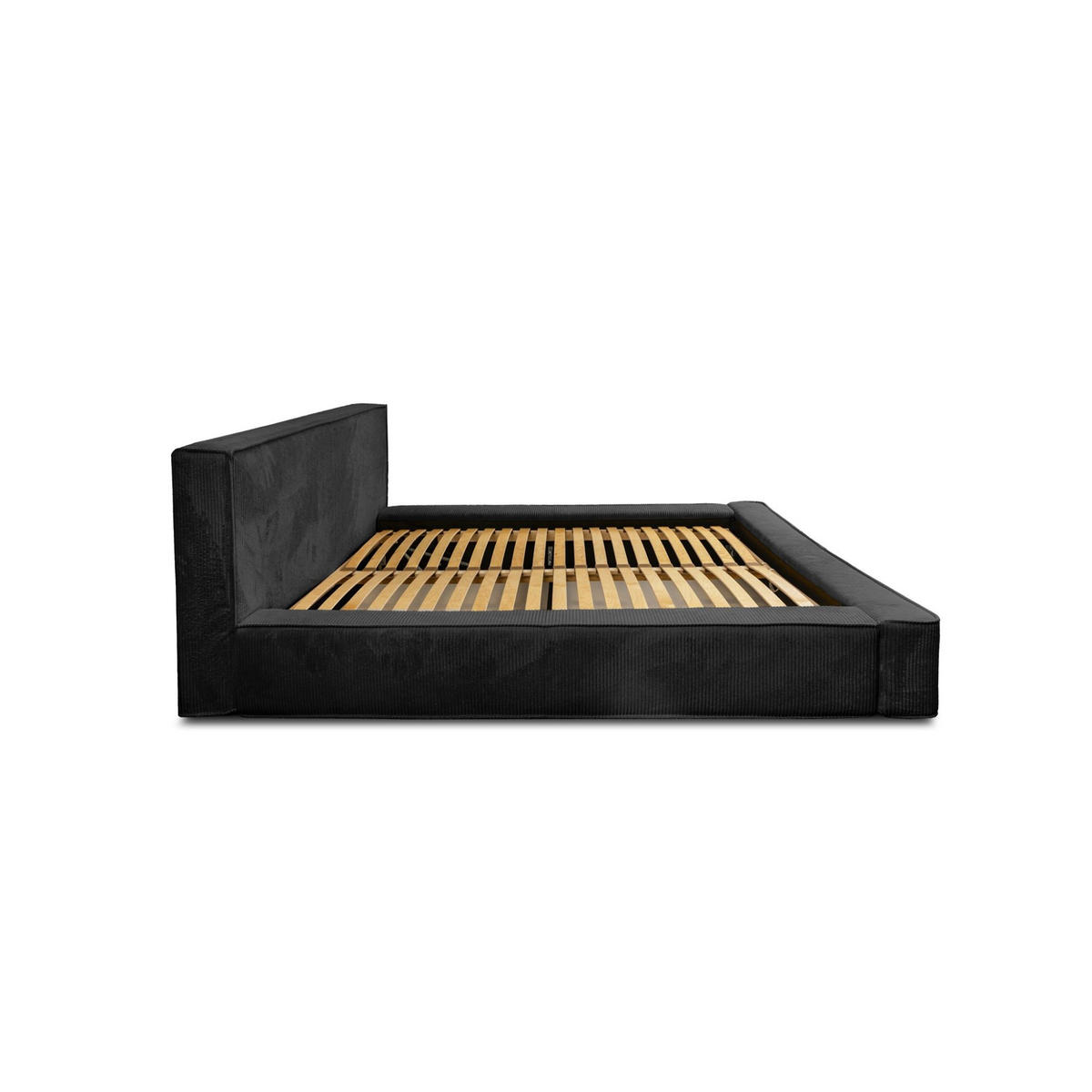 POLSTERBETT Modesto Stoff Lincoln - Schwarz, Holzwerkstoff/Textil (140/200cm) - Fun Möbel