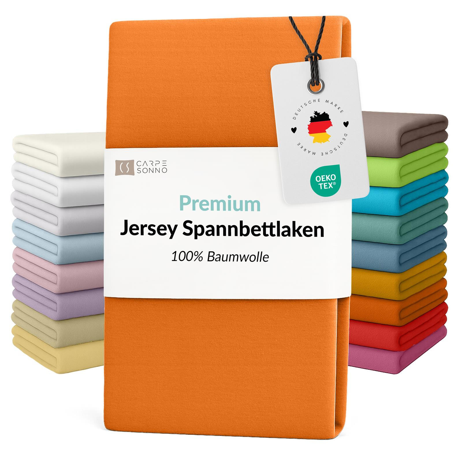 Thumbnail - Carpe Sonno Mako-Jersey-Bettlaken, Orange, Textil, Uni, Füllung: Baumwollfüllung, Rechteckig, 140x200 cm, Oeko-Tex® Stan...