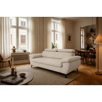3-SITZER Karlstad Chenille Beige verstell. Kopfstützen B 215 cm - Sahara, Kunststoff/Textil (215/84/100cm) - foamnova