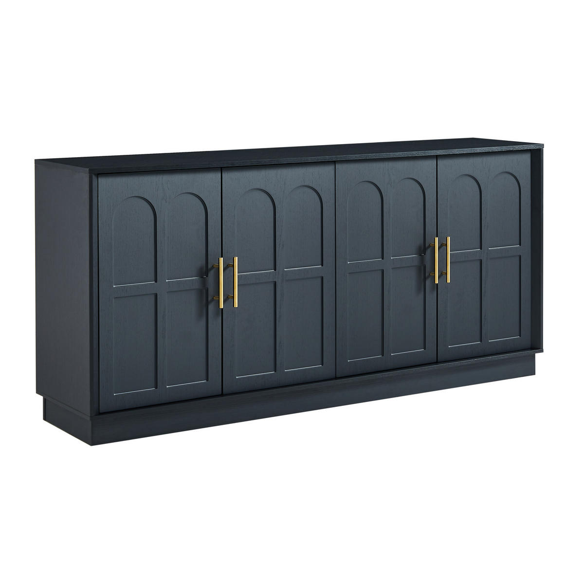 SIDEBOARD 169/40/80 cm in Schwarz mit geschwungener Front und verstellbaren Böden - Schwarz, Holzwerkstoff (169/80/40cm) - Flora Grace