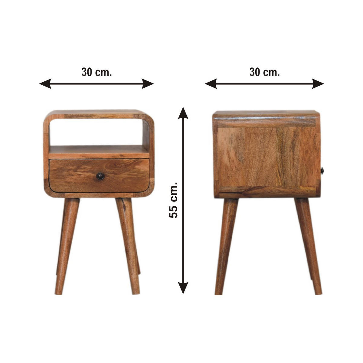 NACHTTISCH mit offenem Fach - Messingfarben/Braun, Holz/Metall (30/55/30cm) - Artisan Furniture