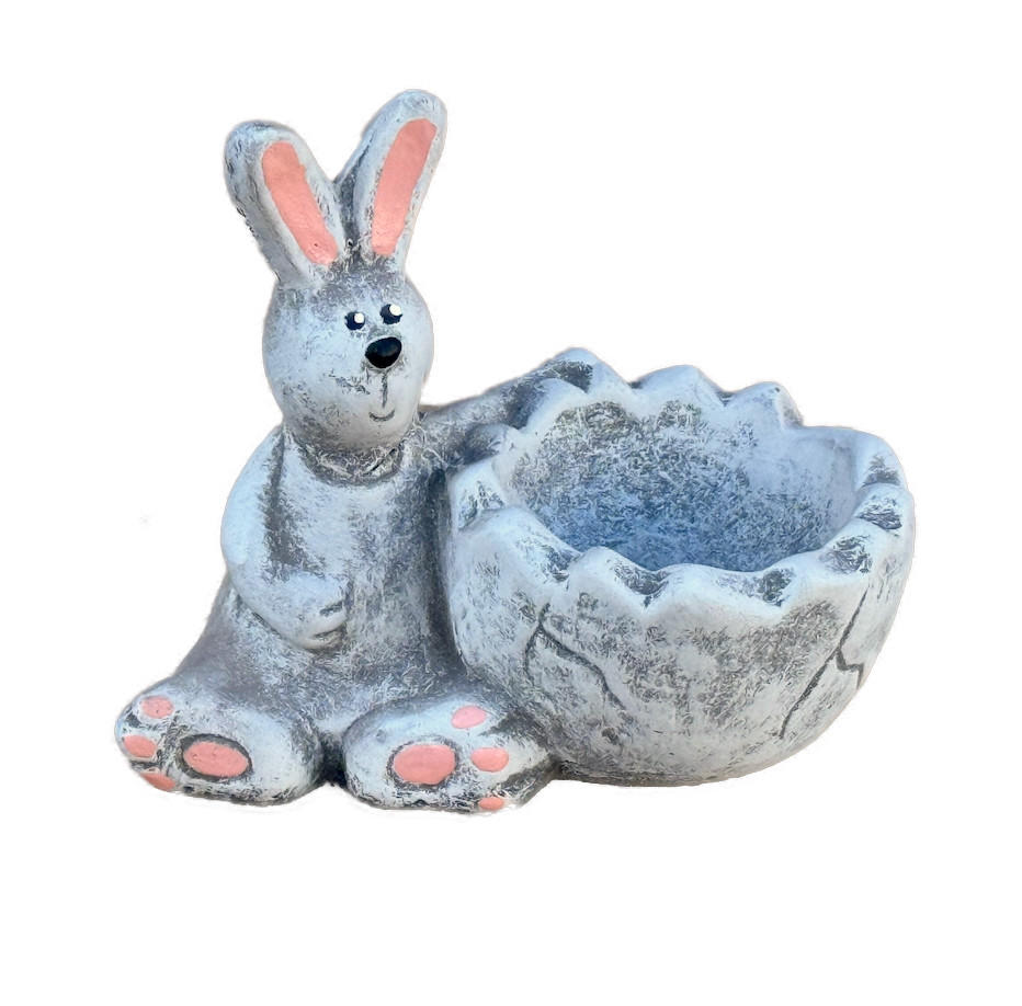 STEINFIGUR Hase Häschen frostfest Steinguss Eierbecher Steinguss - Grau, Stein (6/9/9cm) - stoneandstyle