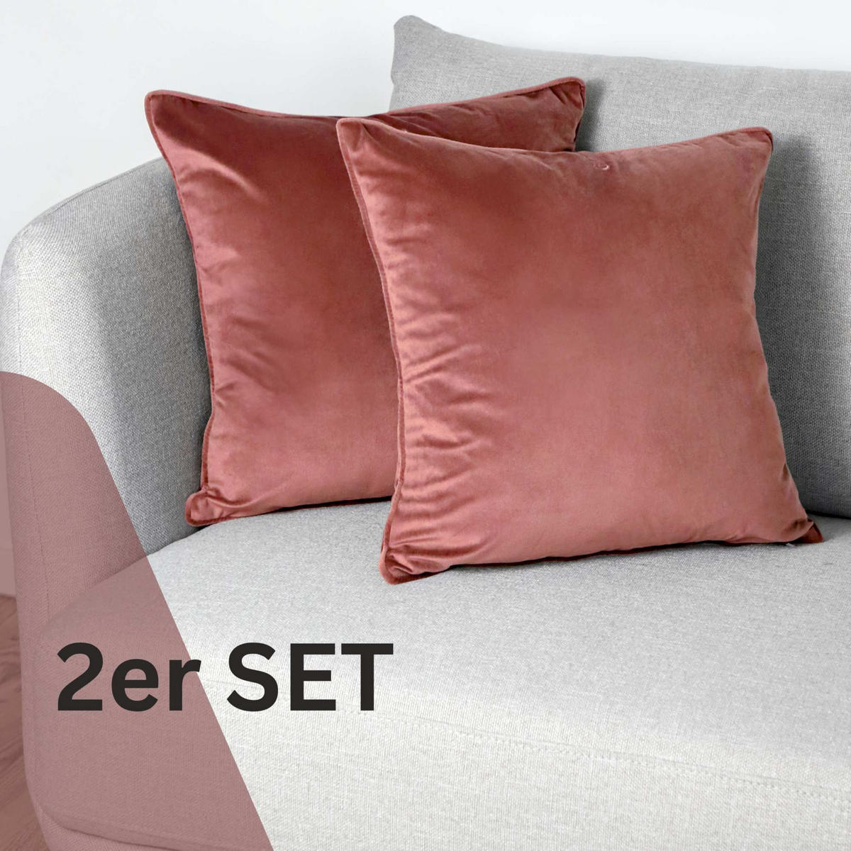 ZIERKISSENHÜLLE VELVET SIGNATURE - Rosa, Textil (45/45cm) - Tom Tailor