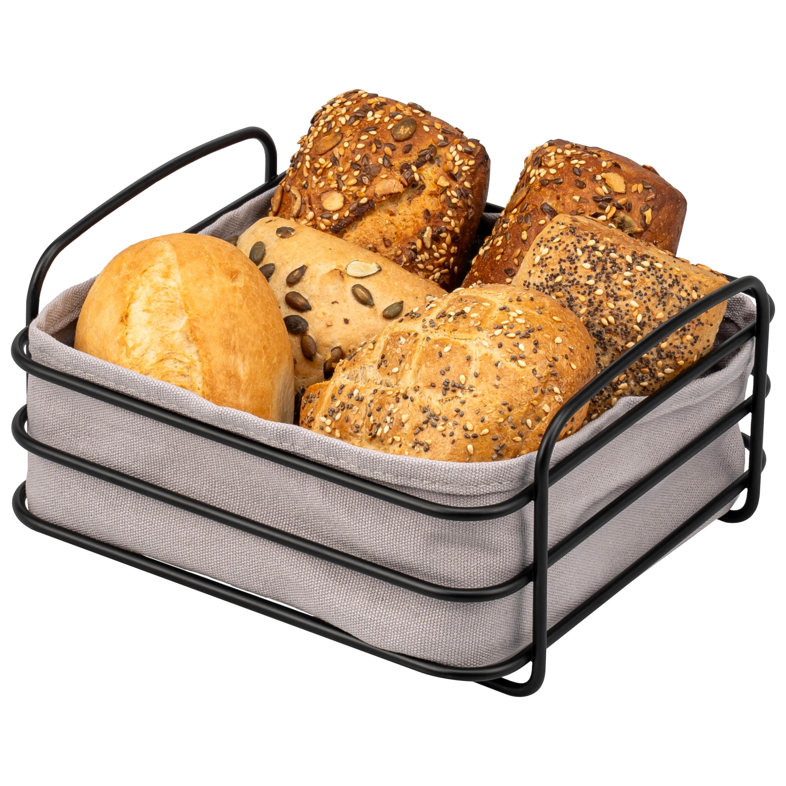 BROTKORB mit abnehmbarem Bezug, eckig, schwarz, Metall - Schwarz, Metall (30/11cm) - eluno