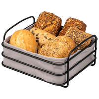 BROTKORB mit abnehmbarem Bezug, eckig, schwarz, Metall - Schwarz, Metall (30/11cm) - eluno