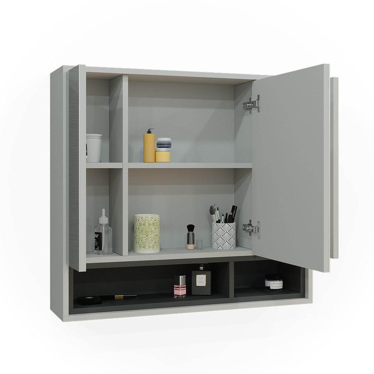 BADSPIEGELSCHRANK Beatrice Grau/Anthrazit 80 x 72 cm - Anthrazit/Grau, Holzwerkstoff (80/72/20cm) - Vicco