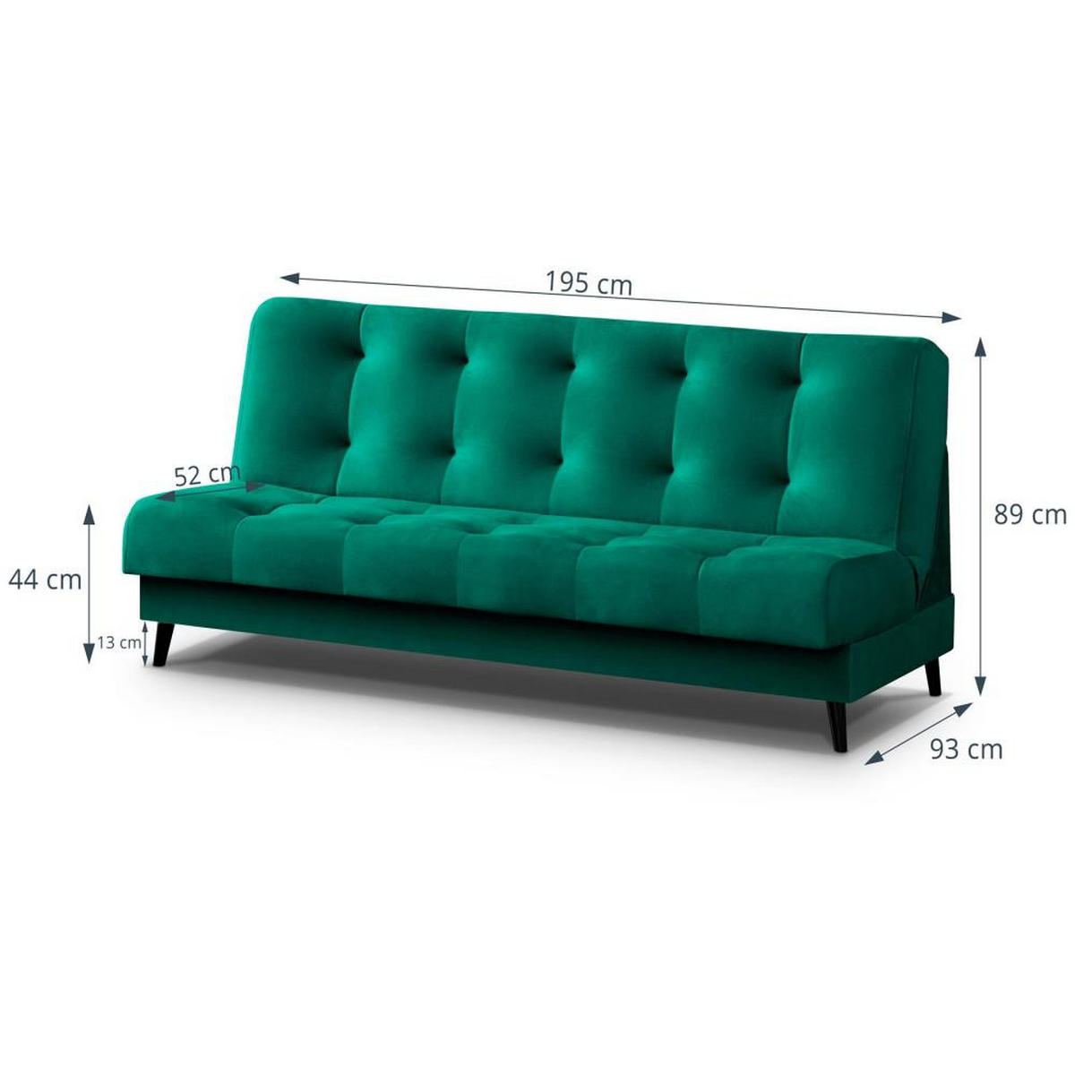 3-SITZER Schlafsofa Nancy grün - Dunkelgrün, Holz/Textil (220/89/93cm) - Beautysofa