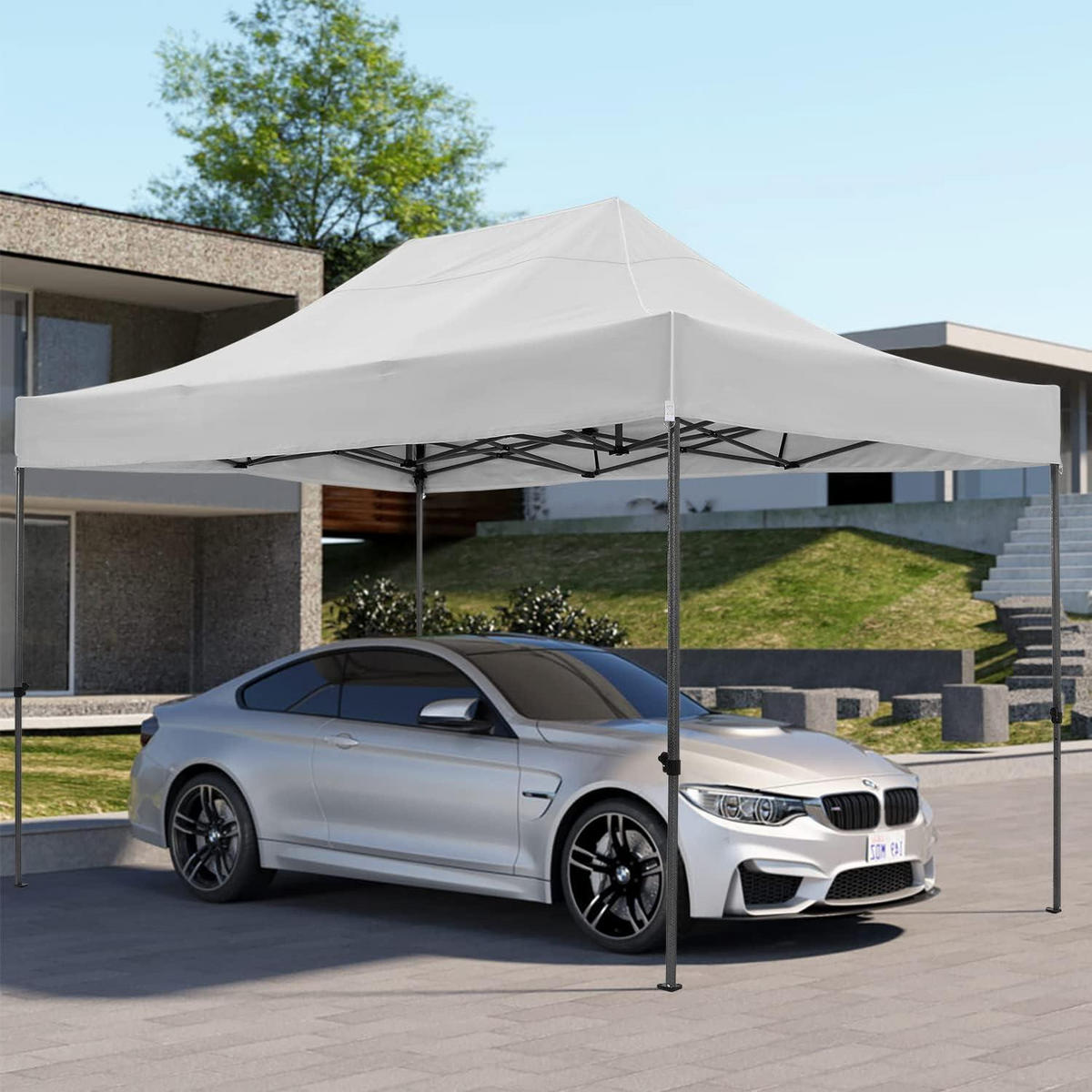 FALTPAVILLON 3x4,5m Weiß mit 4 Seitenteilen - Weiß, Textil (300/330/450cm)
