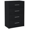 KOMMODE Bodo 4S Schwarz 60/35/75 cm 4 Schubfächer - Schwarz, Holzwerkstoff (60/75/35cm) - Matkam Möbel