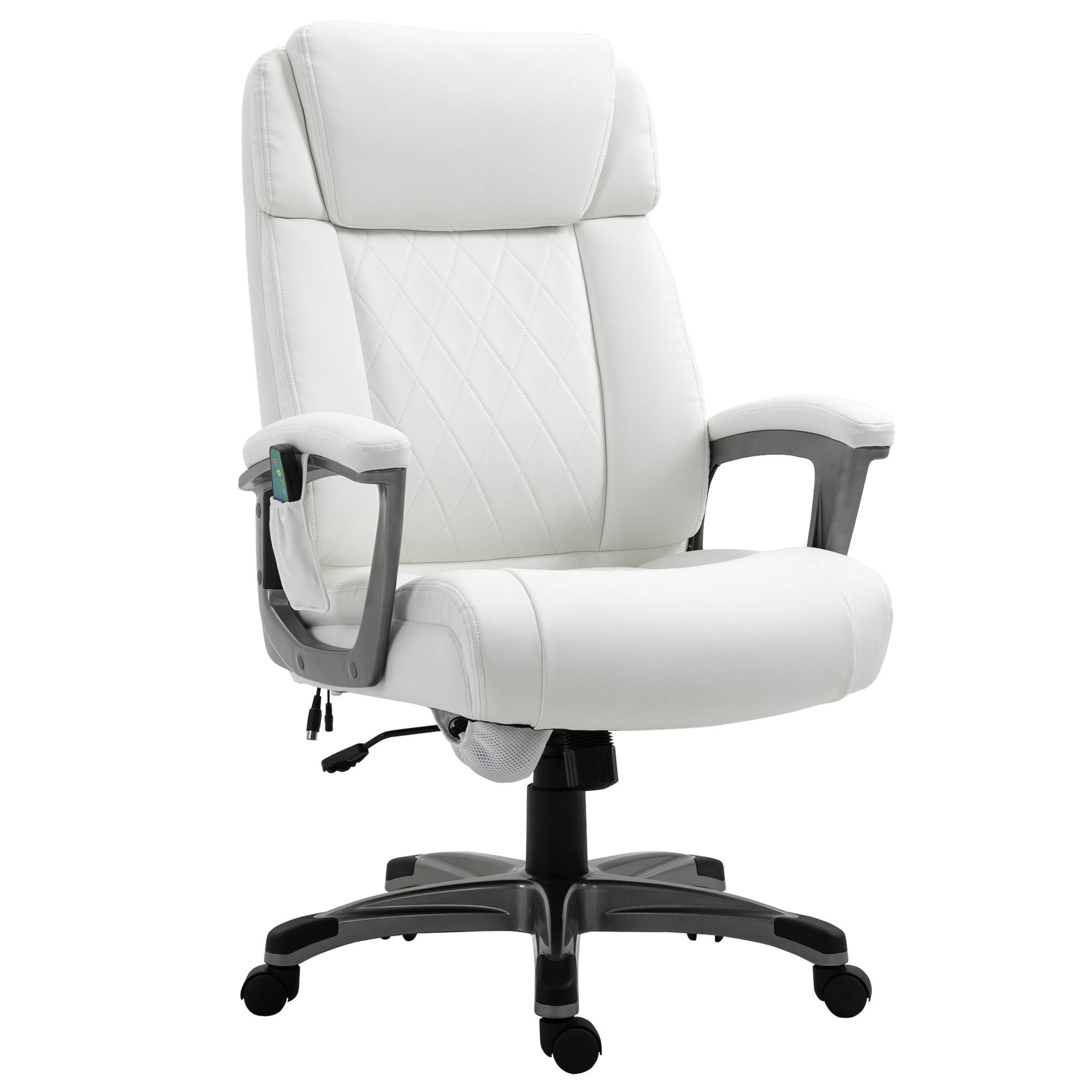 MASSAGE-BÜROSTUHL, Armlehne, Weiß - Weiß, Leder (76.5/124/70cm) - Vinsetto