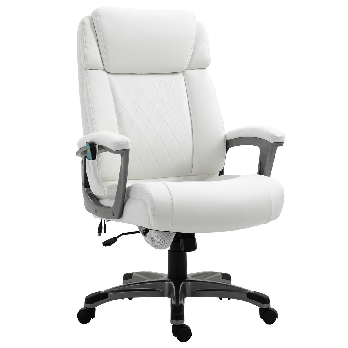 MASSAGE-BÜROSTUHL, Armlehne, Weiß - Weiß, Leder (76.5/124/70cm) - Vinsetto