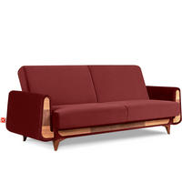 3-SITZER-SCHLAFSOFA GUSTAVO mit Armlehnen, rot - Dunkelbraun/Braun, Holz/Holzwerkstoff (230/98/98cm) - KONSIMO®