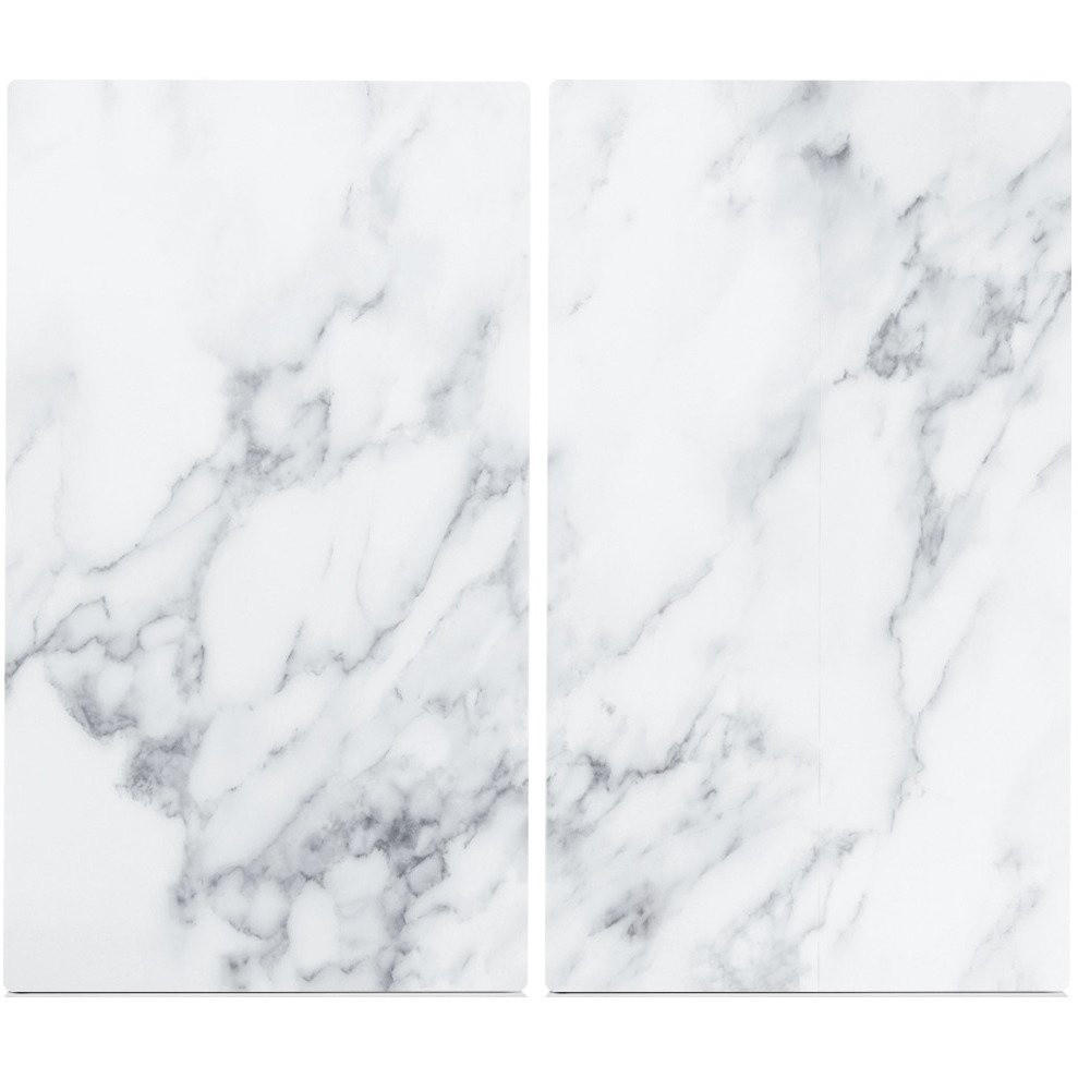 GLASPLATTE für Herd — 2 Stück Marble 52/30 cm - Weiß, Glas (30/52cm) - ZELLER