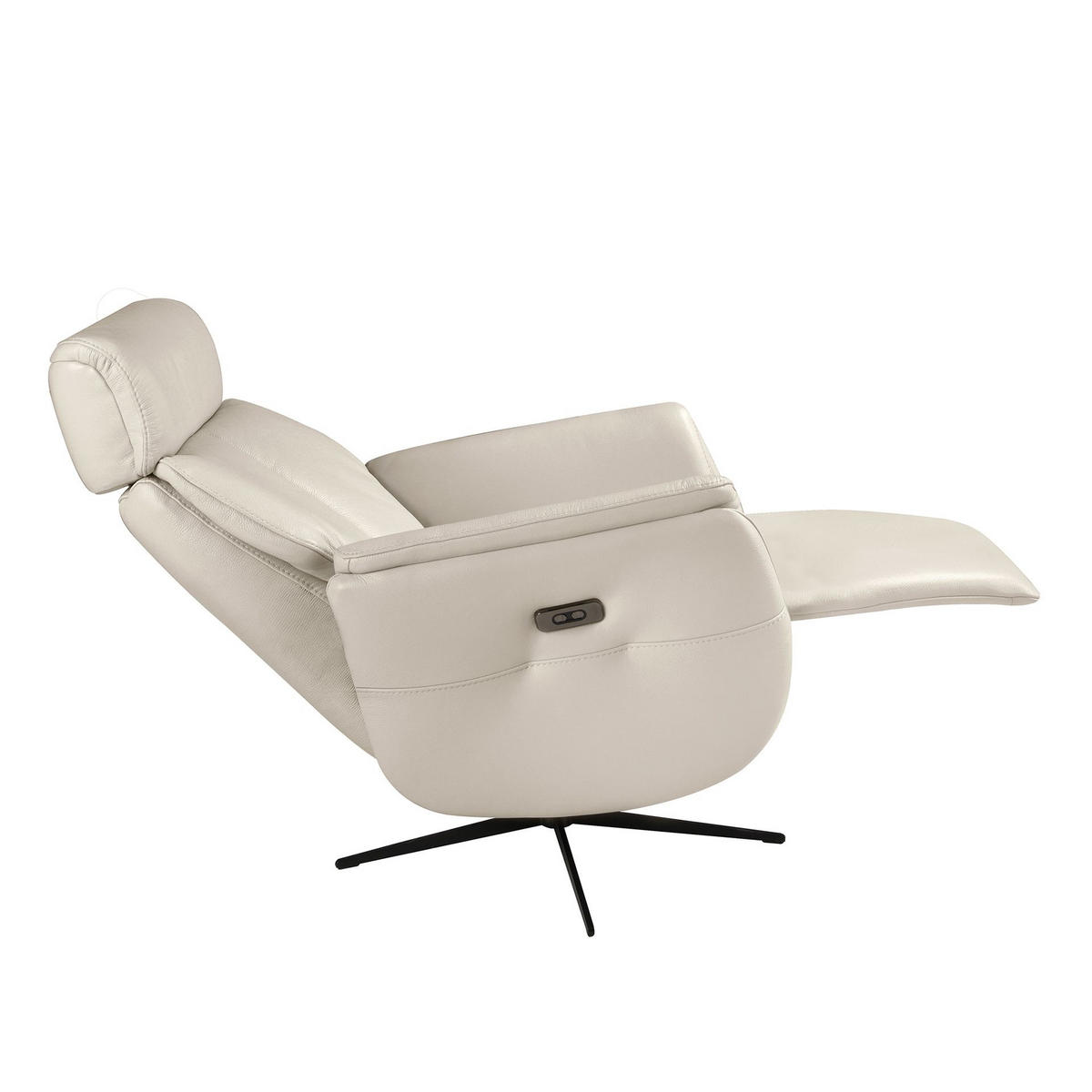 FERNSEHSESSEL Drehbarer Relaxsessel aus perlgrauem Leder 71/80/110 cm - Perlmutt/Hellgrau, Leder/Metall (71/110/80cm) - ANGEL CERDA