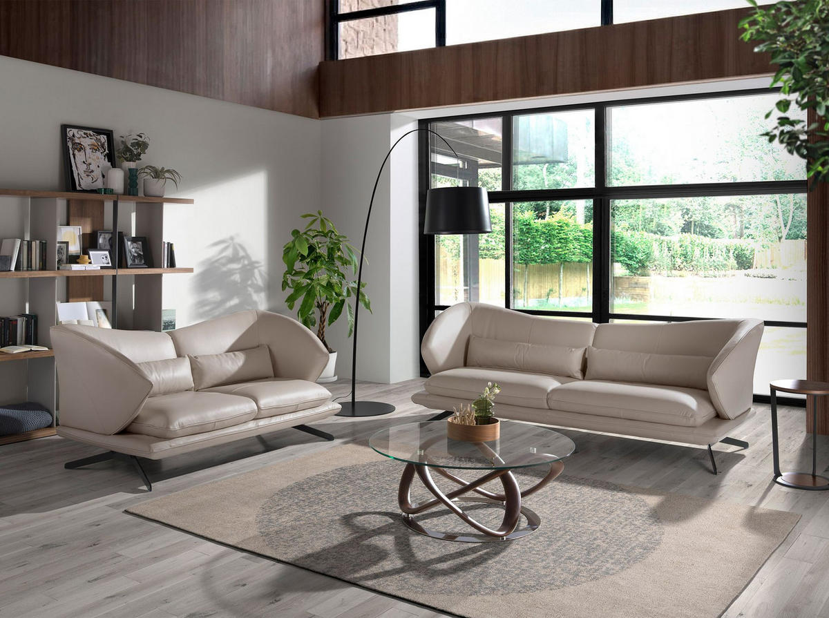 SOFA 2-sitzer ledersofa taupe grau leder 175/90/85 cm - Dunkelgrau/Schwarz, Leder (175/85/90cm) - ANGEL CERDA