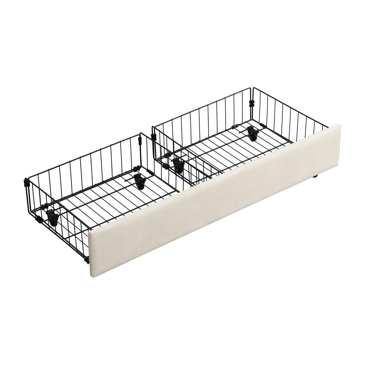 POLSTERBETT 140/200 cm Beige mit hydraulischem Bettkasten und 2 Schubladen aus Samt - Beige, Textil (140/200cm) - OKWISH