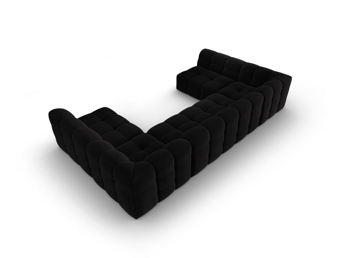 PANORAMASOFA Kendal aus Samt schwarz 7 Sitzplätze - Schwarz, Textil (203/79/372cm) - Micadoni