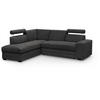 ECKSCHLAFSOFA Roma schwarz links - Schwarz, Textil (250/205cm) - Beautysofa