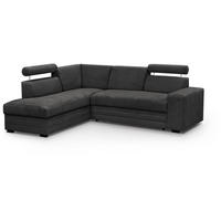 ECKSCHLAFSOFA Roma schwarz links - Schwarz, Textil (250/205cm) - Beautysofa