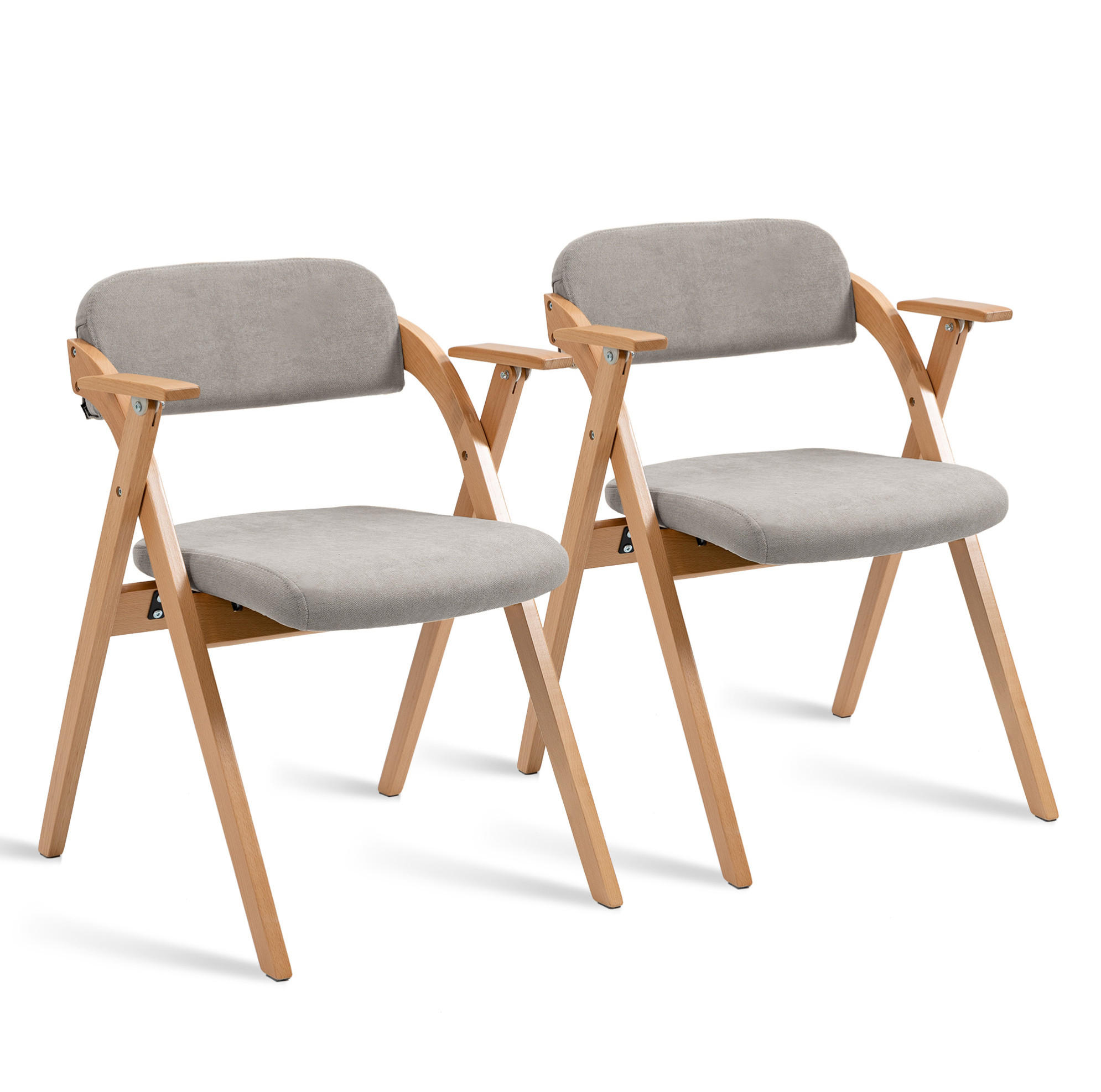KLAPPSTUHL-SET 2-teilig Grau mit Armlehnen und Polsterung - Grau, Holz (60/79/52.5cm) - MIVRAY