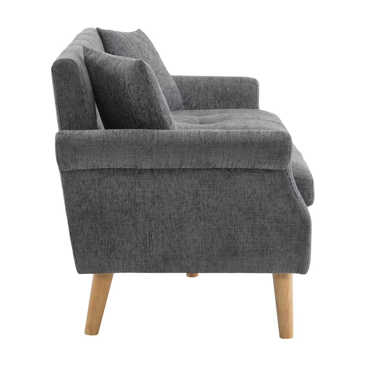 2-SITZER Sofa Chenille mit 15 cm Sitzkissen und Massivholzbeinen 162/74/77 cm Grau - Grau, Textil (77/162/74cm) - Redom