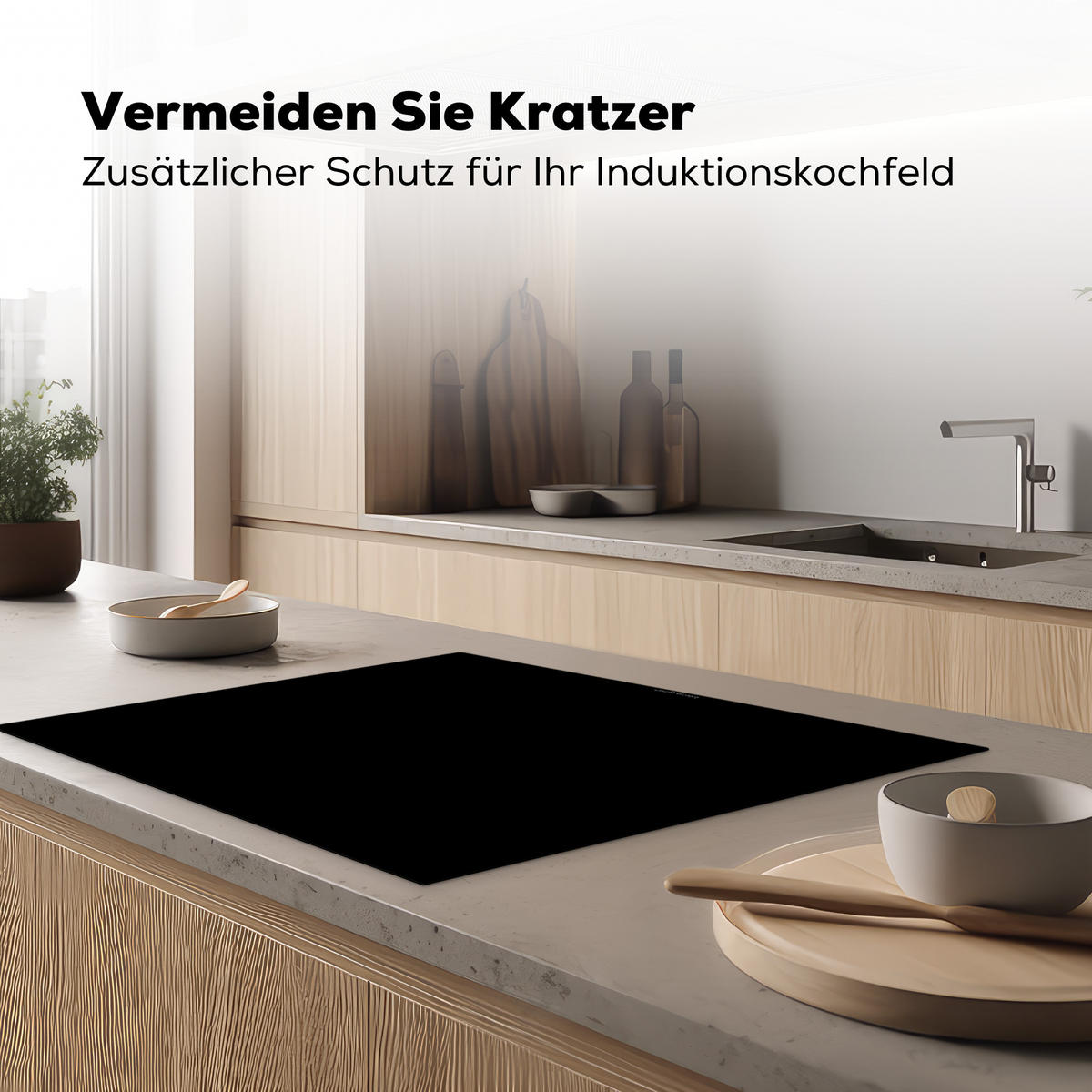 HERDABDECKPLATTE Schwarz Induktionsmatte 77x59 cm - Schwarz, Kunststoff (77/59/0.2cm) - MuchoWow