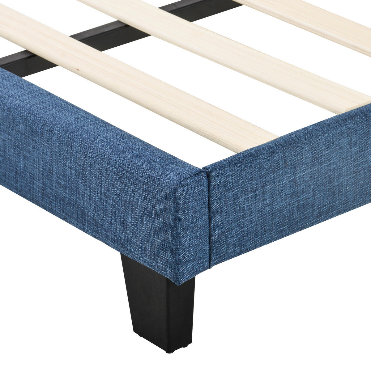 POLSTERBETT mit Matratze 140x200 cm Leinen Blau inkl. Lattenrost - Blau, Metall (140/200cm) - Meubliv