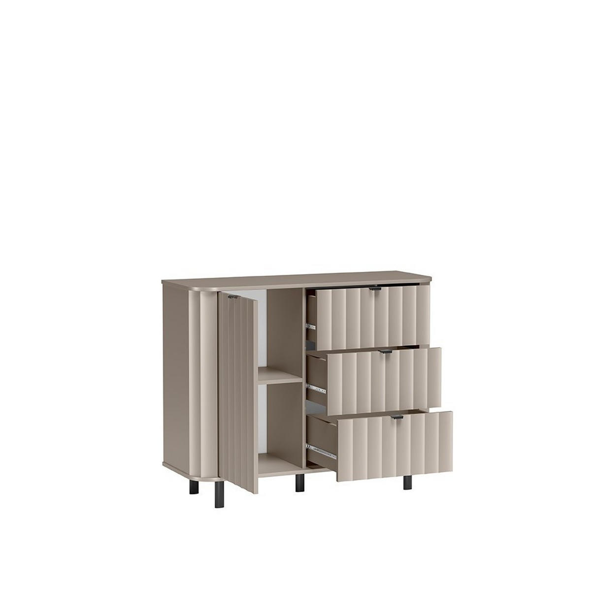 KOMMODE MODERNO 111/91/40,5cm mit 3 Schubladen 1 Türen Beige - Beige, Holzwerkstoff (111/91/40.5cm) - MASSENO
