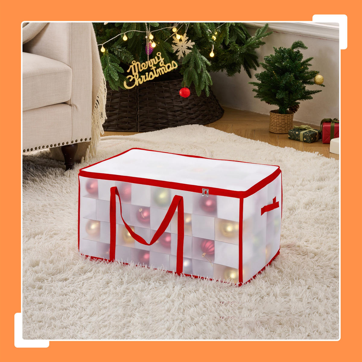 WEIHNACHTSKUGEL-AUFBEWAHRUNGSBOX - Rot, Wellpappe/Kunststoff (73/37/36cm) - Relaxdays